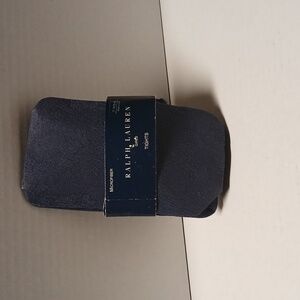 Ralph Lauren Girls Navy Blue Tights Small to Medium with floral print NWT